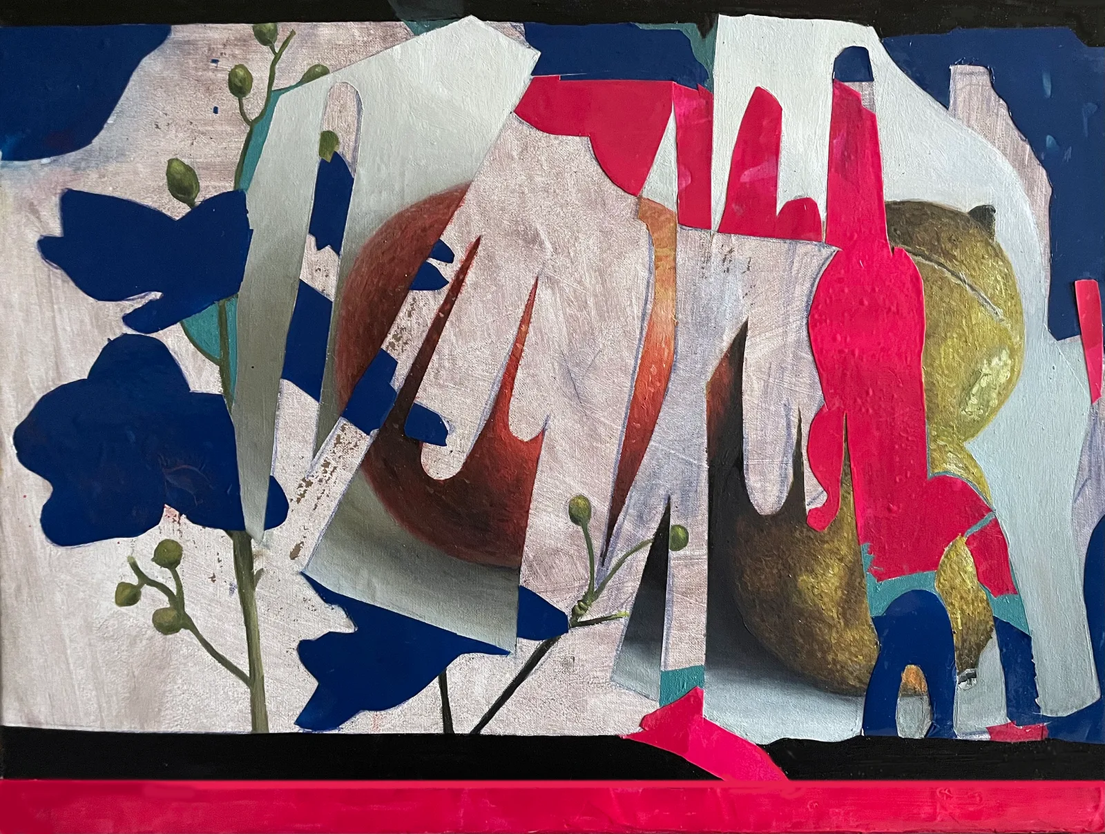 Ennio Parasiliti Caprino, Dentro ogni giardino sopra il mio cuscino, 2025. Mixed media on canvas · 30 × 40 cm