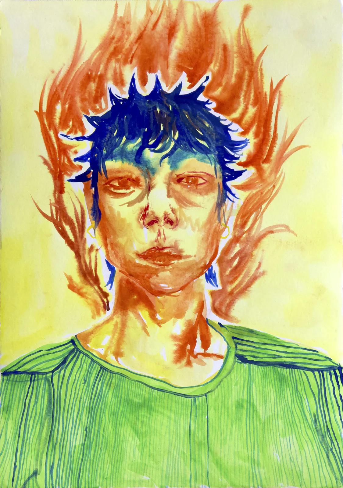 Ada Rizzo, Ahi!, 2026. Watercolour on paper · 42 × 29.7 cm