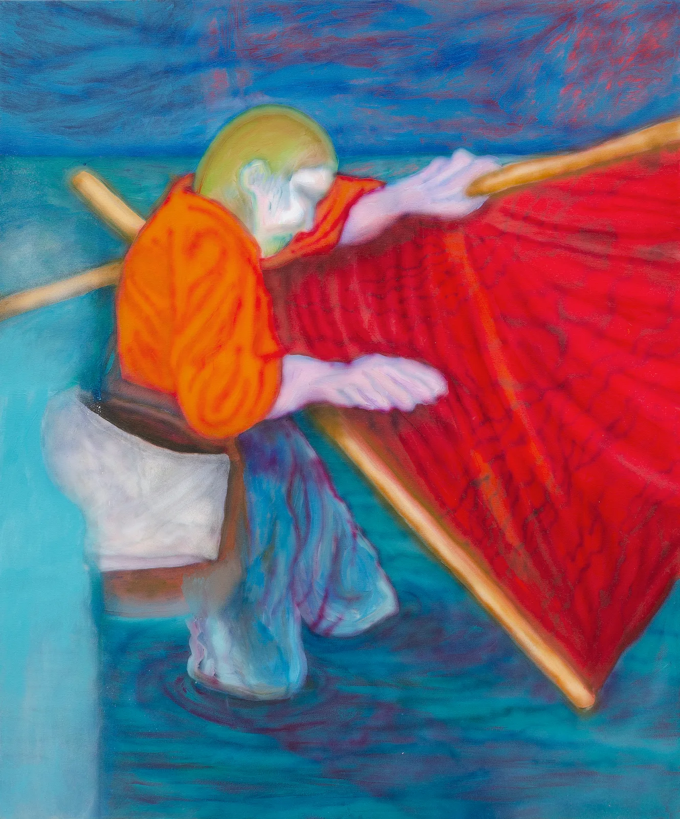 ENNE BOI, Rebus (La cura), 2021. Oil and ink on canvas · 120 × 100 cm