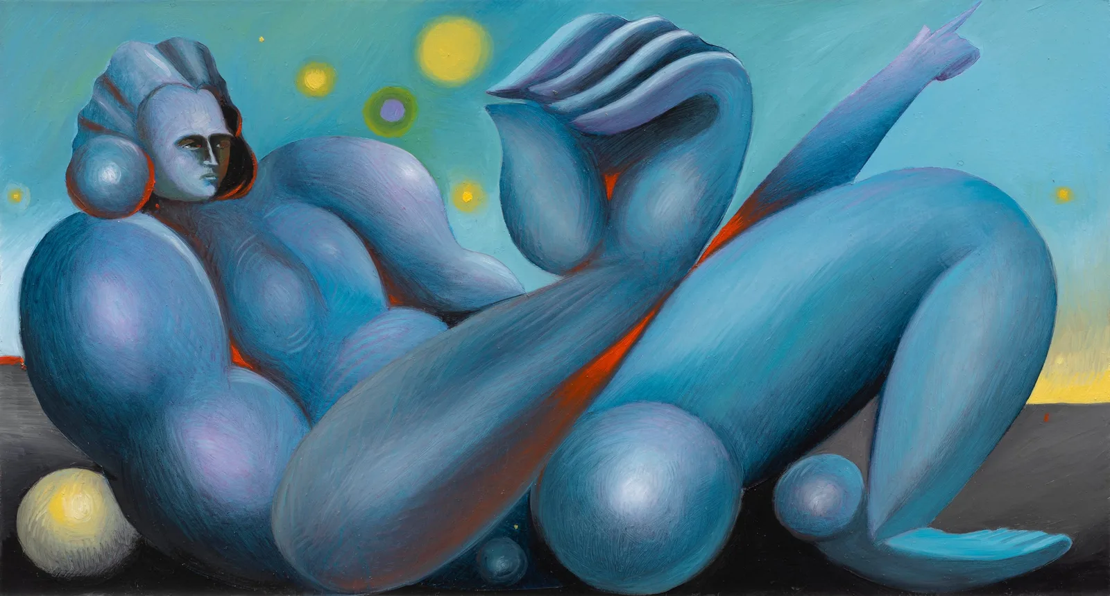 Mattia Barbieri, Blu-Men De Lumine, 2025. Oil on copper · 16 × 30 cm