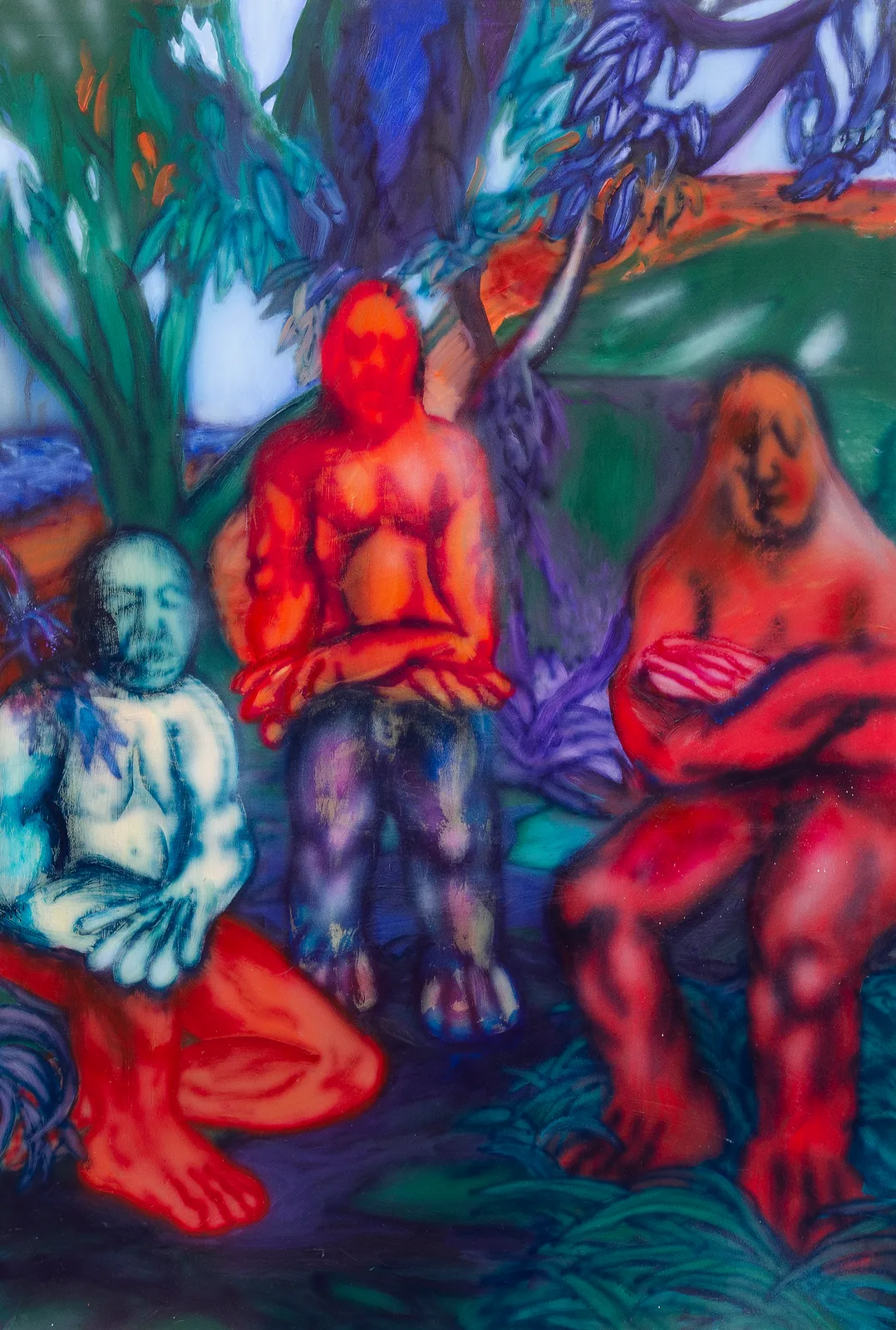 ENNE BOI, Rebus (Tres amigos), 2017. Oil and ink on canvas · 177 × 120 cm
