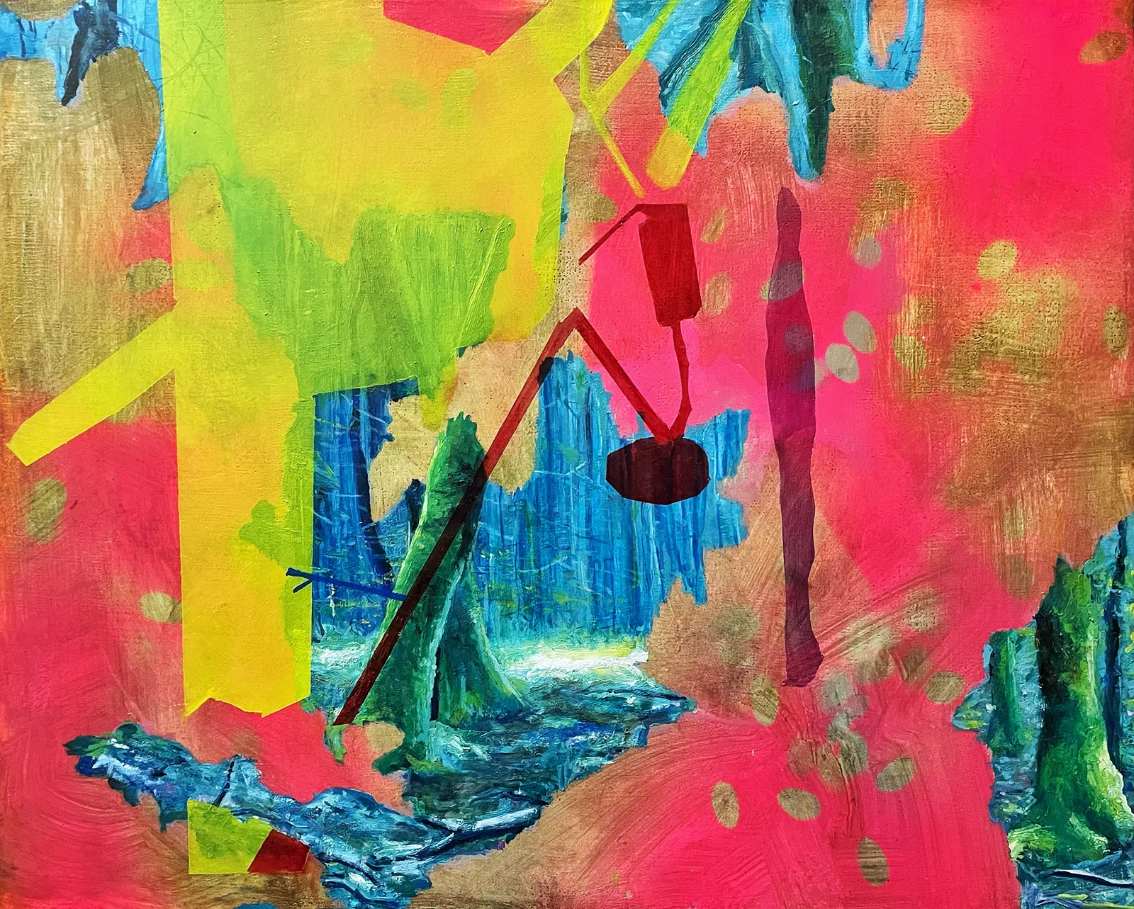 Ennio Parasiliti Caprino, Le radici del passaggio guardando Ivan, 2025. Mixed media on canvas · 40 × 50 cm