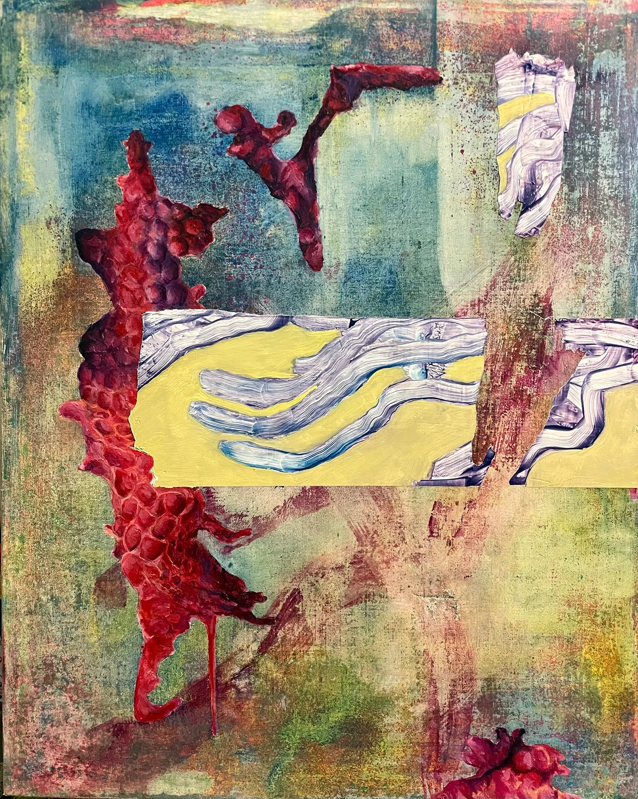 Ennio Parasiliti Caprino, Davilman, perchè non vai in analisi?, 2025. Mixed media on canvas · 50 × 40 cm