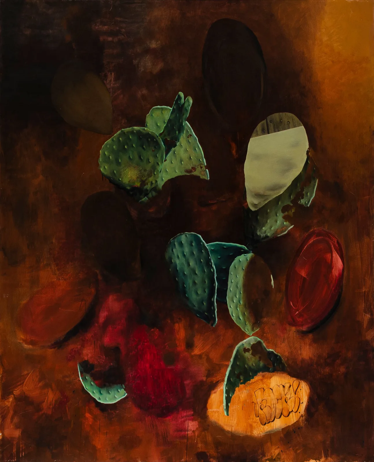 Cosimo Casoni, Studio di fico d'India, 2019. Oil on canvas · 160 × 130 cm