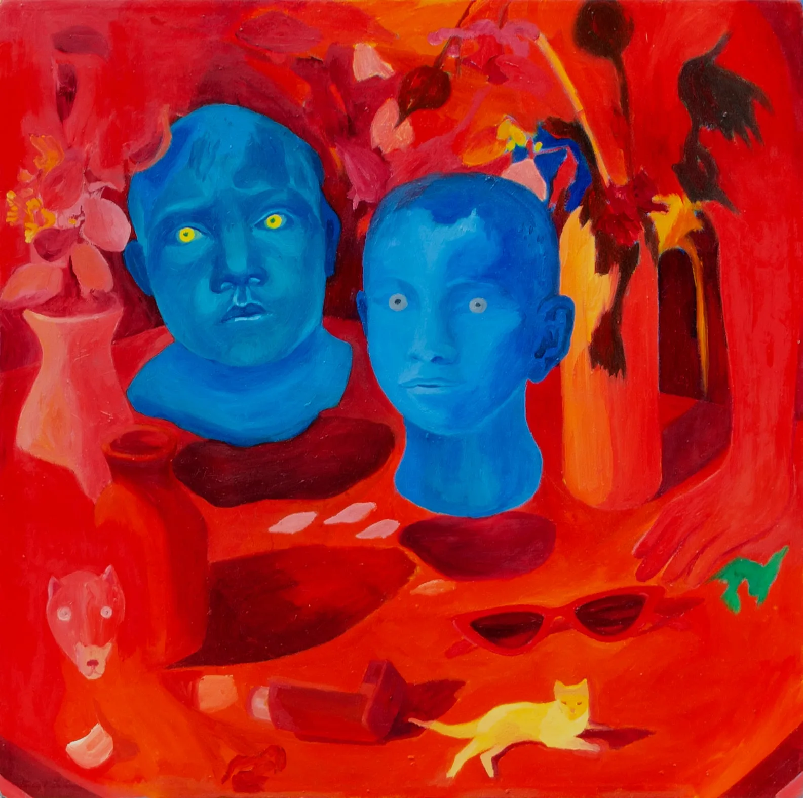 Anna Capolupo, Occhi d'oro occhi d'argento, 2021. Oil on canvas · 70 × 70 cm