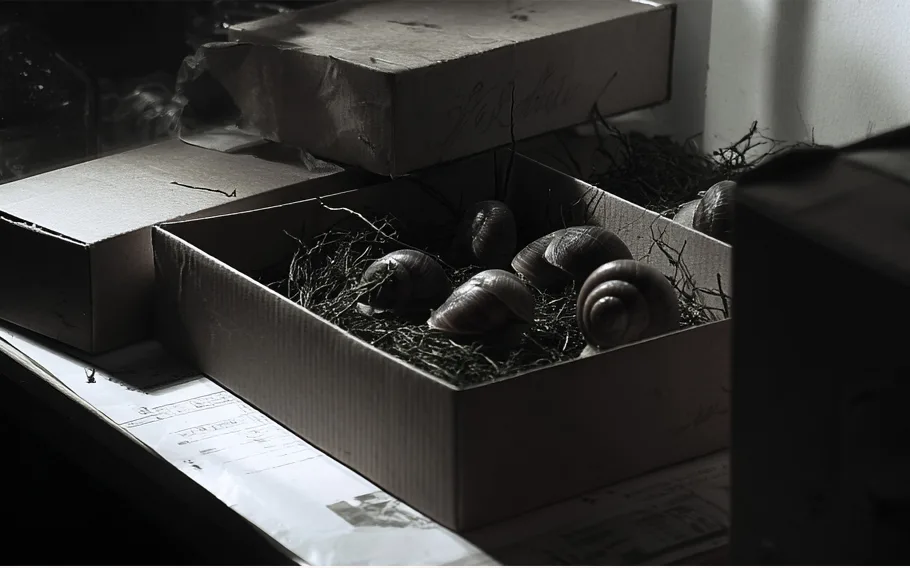 Martina Sauter, dw: snails, 2025/26. Silver gelatin print, framed · 30 × 40 cm