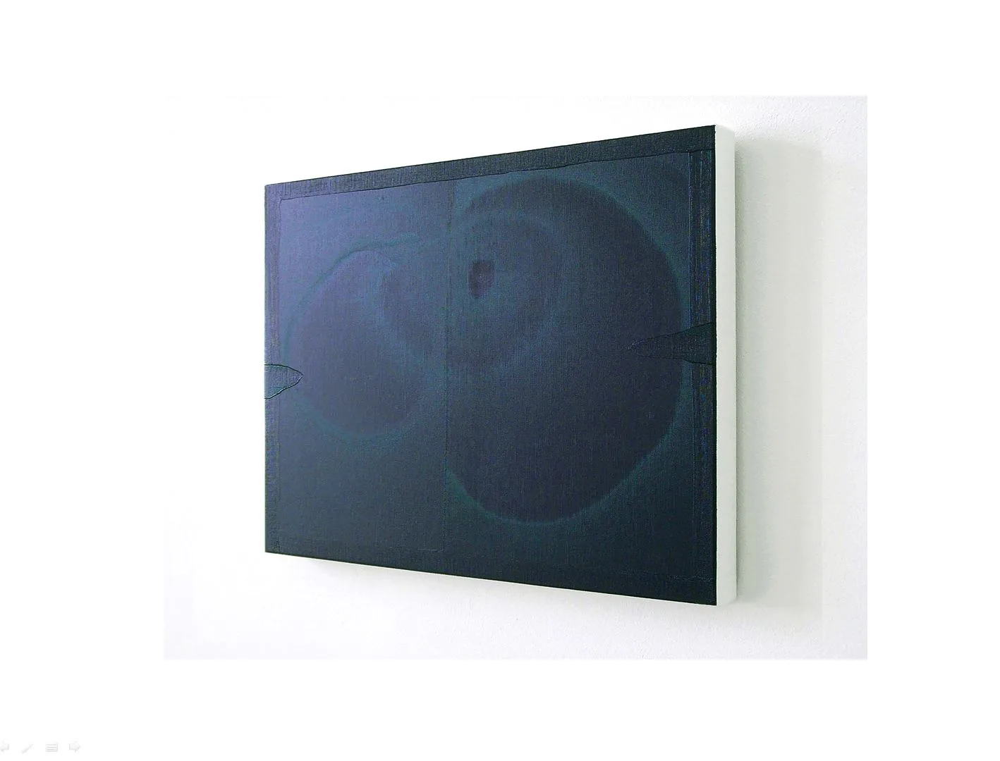 Assonometrie. Antonio Catelani, Abwesenheiten in Preussisch Blau, 2015, Olio su tela di lino, 31 x 41 cm