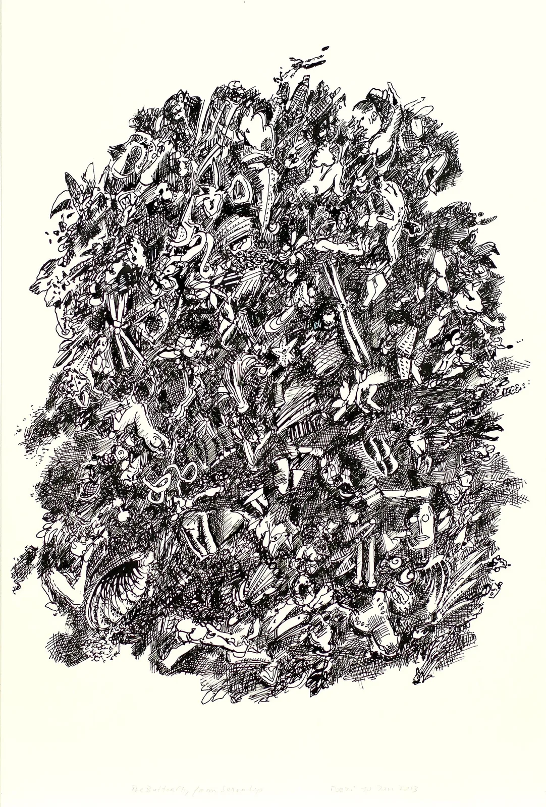 Lucio Pozzi, Butterfly from serendip, 2013. Ink on paper · 45.3 × 30.4 cm