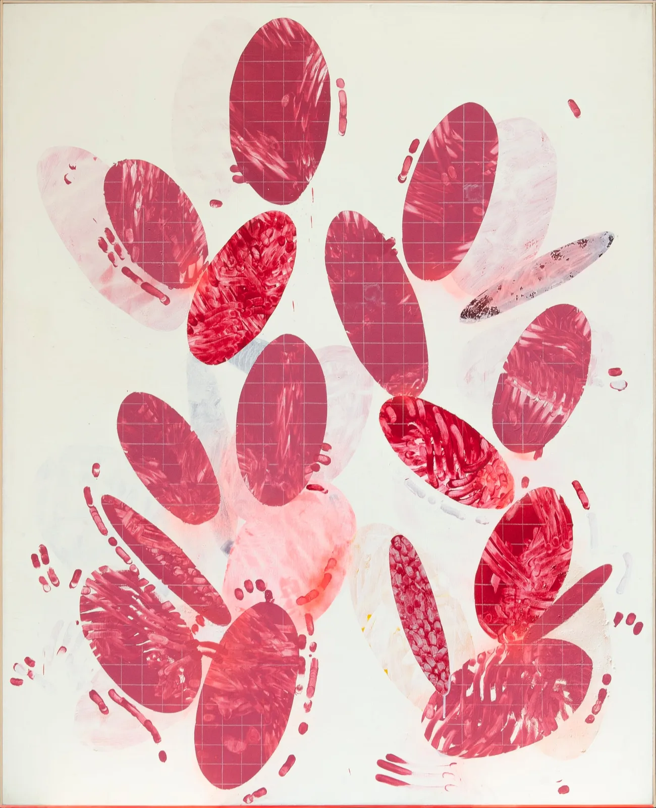 Cosimo Casoni, Studio di fico d'India #3 (Palermo), 2021. Acrylic, fingerprints, spray paint, pencil on cotton canvas, artist's frame · 160 × 130 cm